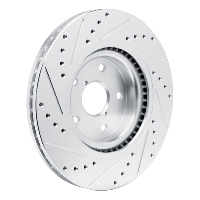 Subaru Impreza Brake Rotor (1) - Front Right - R1 Concepts - Drilled & Slotted - Silver - `20-`25